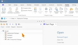 Select package for Sparx EA UML deployment diagram setup