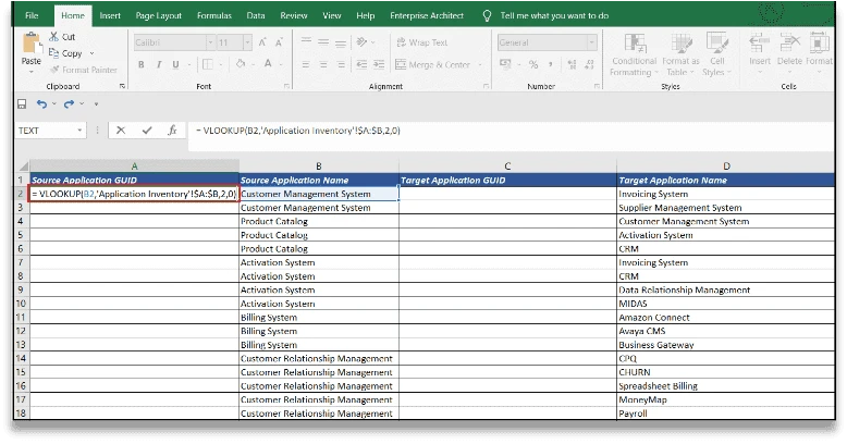 Vlookup-formula for syncrhonizing the GUID values